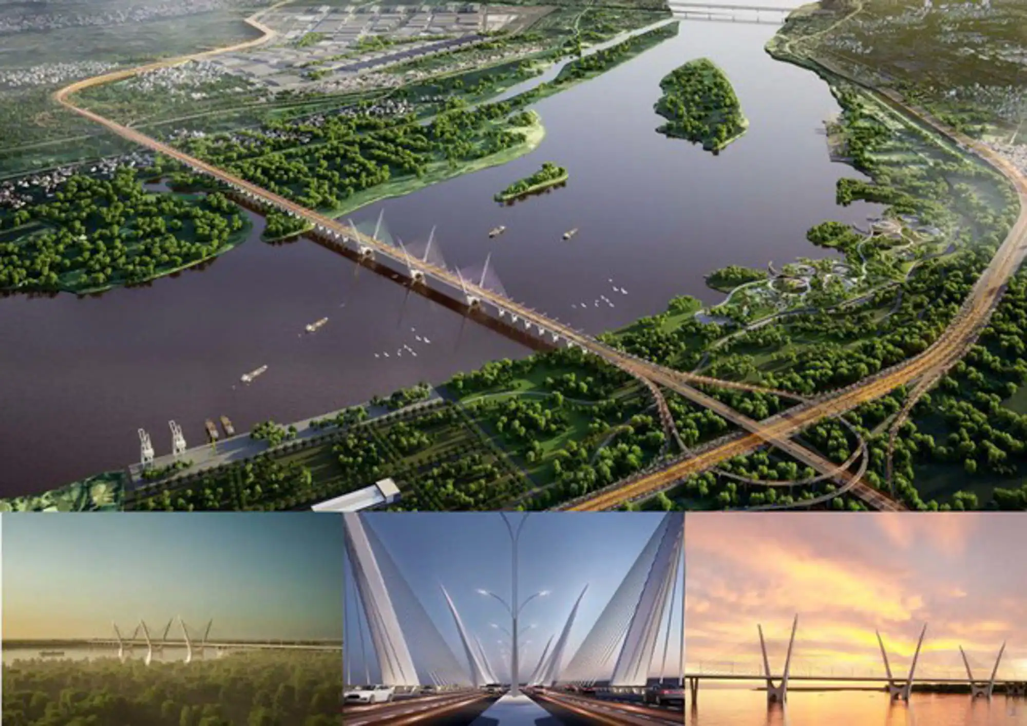 Phối cảnh cầu Thượng Cát nối Đan Phượng với Mê Linh Phối cảnh cầu Thượng Cát nối Đan Phượng với Mê Linh