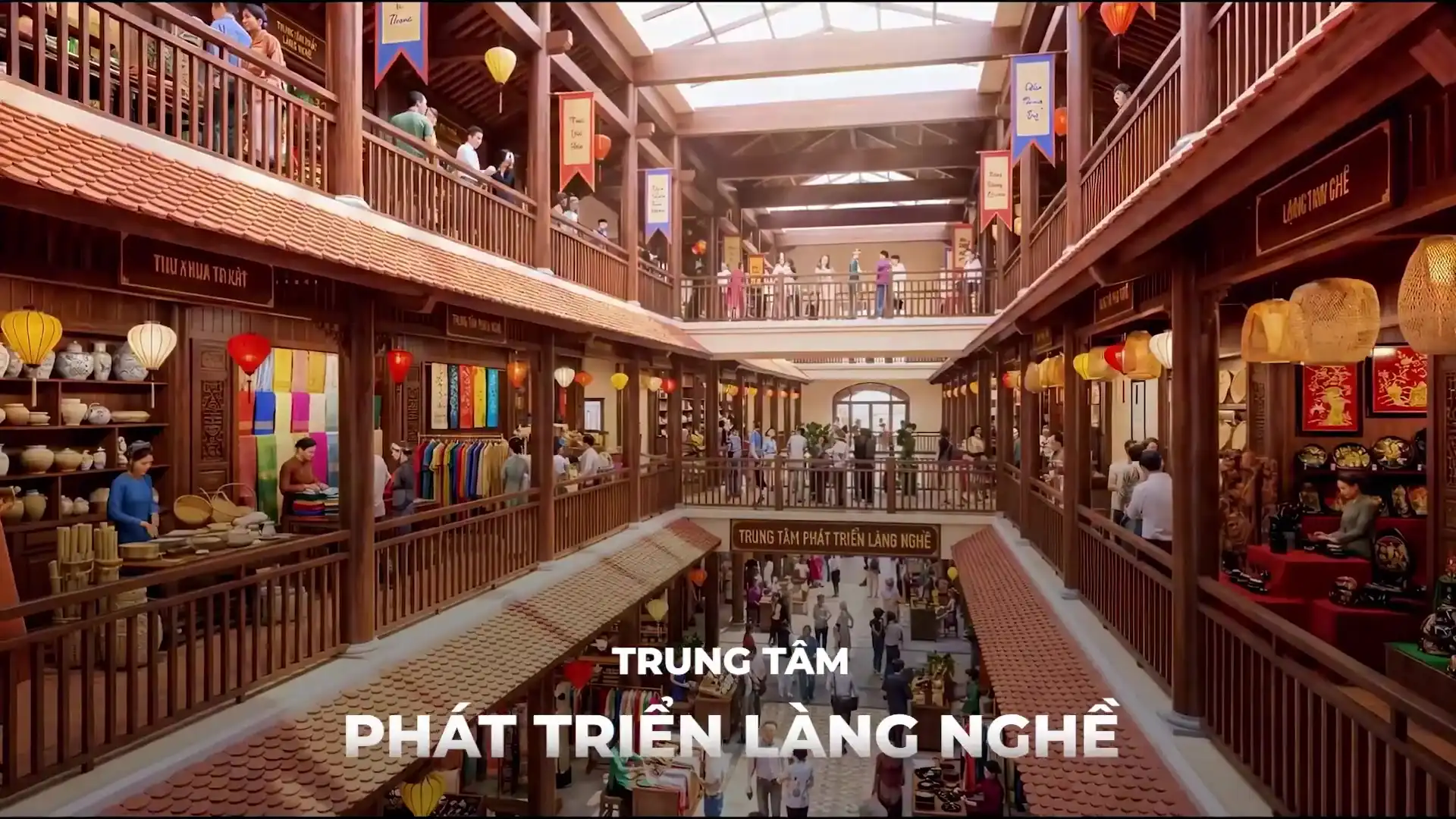 Không gian bên trong Trung tâm Phát triển Làng nghề – nơi hội tụ sản phẩm thủ công, trải nghiệm văn hóa và hoạt động thương mại gắn với du lịch đô thị. Không gian bên trong Trung tâm Phát triển Làng nghề The Grand Riveria – nơi hội tụ sản phẩm thủ công, trải nghiệm văn hóa và hoạt động thương mại gắn với du lịch đô thị.